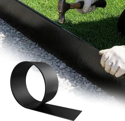 Produktbild von FIVMEN 20M Rasenkanten Metall verzinkt, 15cm hoch – Flexible Beeteinfassung, Mähkante oder Baumring, mit Zahnung & Falz, Ideal für Gartenbegrenzungen, Langlebig und Einfach zu Montieren,Schwarz
