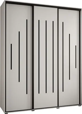 Produktbild von MEBLE KRYSPOL Cannes 12 Schrank mit 3 Schiebetüren - 205,2x200x60 cm - Weiß Weiß Schwarz
