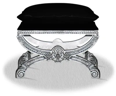 Zdjęcie produktu dla Casa Padrino Stołek barokowy srebrny czarny 60 x 40 x wys. 50 cm