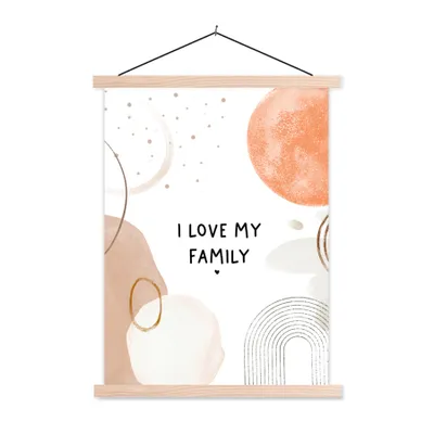 Produktbild von MuchoWow® Textilposter Ich liebe meine Familie - Zitate - Sprichwörter 40x53 cm mit holzfarbenen Rahmen - Schlafzimmer