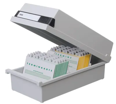 Produktbild von HAN Karteikasten A4 quer, für 1300 Karten, lichtgrau; Packungsinhalt: 1300 Stück, 95411