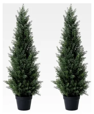 Produktbild von Künstliche Pflanzen Zedernbaum 95 cm Kunstpflanzen im Topf für Außendekoration (2 Stück)