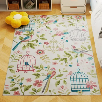 Obrázek produktu pro HOMCOM Koberec do obývacího pokoje, vhodný do pračky, 200 x 140 cm, krémově bílý + růžový