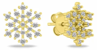 Produktbild von Glitzernde vergoldete Schneeflocken-Ohrringe mit Zirkonen EA1247Y
