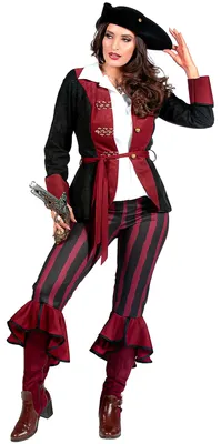 Image de Costume de pirate rouge Costume de carnaval pour femmes Taille : 36