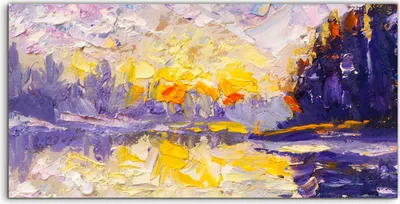 Produktbild von Coloray Acrylbild 100x50  Wandbild Acrylbilder Malerei Fluss Sonnenaufgang Wald