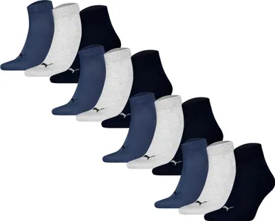 Produktbild von PUMA Uni Quartersocken, 12er Pack - Quarter Plain 12P, Logo, einfarbig Blau/Grau 39-42