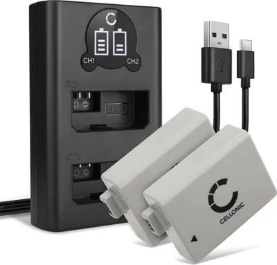 Produktbild von CELLONIC 2x Akku für Kamera Kompatibel mit Canon EOS 500D, EOS 1000D, EOS 450D, LP-E5 - (1020mAh, 7.4V) + Dual Ladegerät