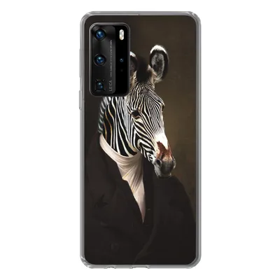 Produktbild von MuchoWow® Handyhülle Schutzhülle Hülle für Huawei P40 Pro Zebra - Kunst - Tierkopf Silikon Softcase Handy Hülle - Schutz