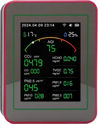 Image de Sxhlseller Temp?rature Humidit ? Timer Testeur de qualit ? de l'air, Testeur de qualit ? de l'air Précis?ment int?gr ? dans une batterie de 2000 MAh pour l'h?tel (noir+rouge)