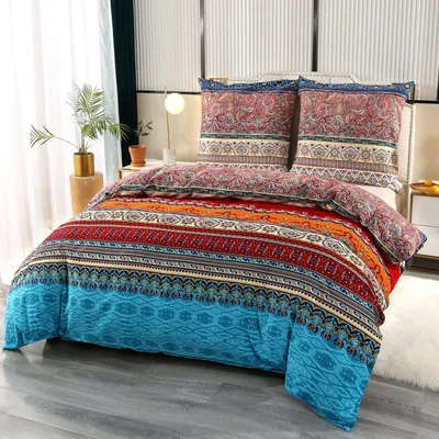 Zdjęcie produktu dla Zestaw pościeli bawełnianej w stylu boho z zamkiem błyskawicznym