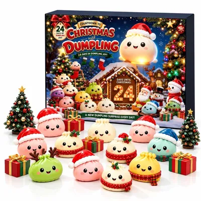 Obrázok produktu pre Squishy Vianočný Adventný Kalendár 2026 24-dňový Squishy Dumpling Vianočný Kalendár Vianoce Odpočítavací Kalendár Darčeky Narodeniny pre Dospelých