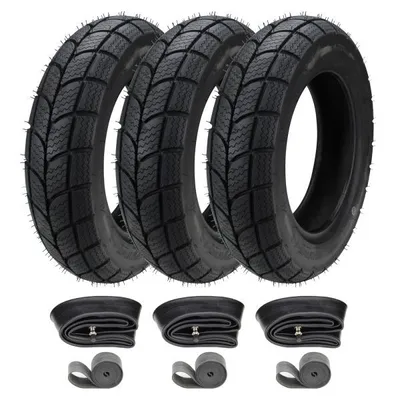 Produktbild von 3x Reifen Winter Kenda K701 100/90-10 61J TL M+S + Schlauch + Felgenband