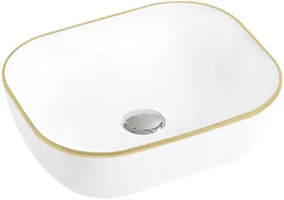 Immagine prodotto di Mexen Mirabel lavabo da appoggio 50 x 40 cm, bianco/oro - 22115005