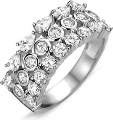 Image de Bague Victoria argentée avec pierres blanches