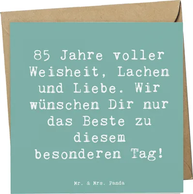 Produktbild von Mr. & Mrs. Panda Glückwunschkarte Spruch 85. Geburtstag - Meeresbrise - Geschenk, beste Wünsche, Jubilar, Grußkarte, Geburtstagssprüche, anlasskarte, faltkarte, Weisheit