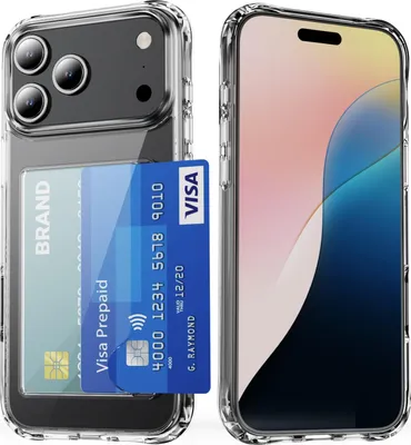 Produktbild von INF iPhone 17 Pro Max Hülle mit Kartenfach Stoßfest Transparent Acryl
