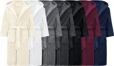 Produktbild von KAPUZEN Bademantel 100% Baumwolle Saunamantel Morgenmantel Kapuze Damen Herren, Farbe: Dunkelblau Größe: 3XL