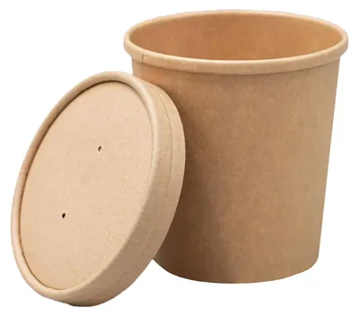 Produktbild von 25x Suppenbehälter Suppenbecher inkl. Deckel aus Kraftpapier 400ml