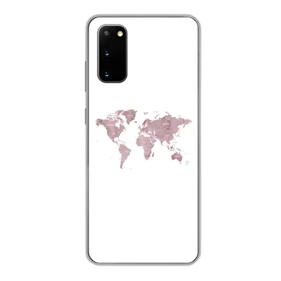 Produktbild von MuchoWow® Handyhülle Schutzhülle Hülle für Samsung Galaxy S20 Weltkarte - Rosa - Weiß Silikon Softcase Handy Hülle - Bild