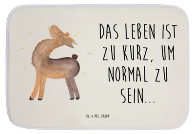 Produktbild von Mr. & Mrs. Panda Badematte Lama Stolz - Weiß - Geschenk, Badvorleger, Badezimmer Matte, Alpaka, Hippie, badezimmermatte, Badteppich, Family, Badezimmerteppich, Familie