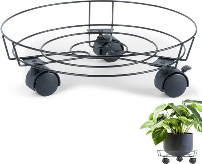 Produktbild von Blumentopfständer aus Metall auf Rädern, 31,5 cm