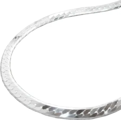 Produktbild von 3mm Kette Collier Panzerkette Halskette 925 Silber flach 45 cm Silberkette