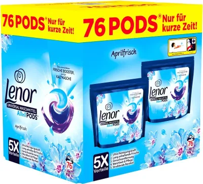 Produktbild von Lenor All in 1 Pods Aprilfische 76WL 2x38WL