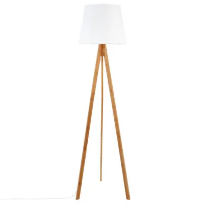 Zdjęcie produktu dla LAMPA PODŁOGOWA Bahi biała trójnożna podstawa BAMBUSOWA