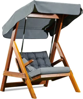 Produktbild von Casa Padrino Luxus Hollywood Schaukel Anthrazitgrau / Braun - Moderne Wetterfeste Garten Schaukel mit Sonnendach - Terrassen Möbel - Garten Möbel - Luxus Kollektion