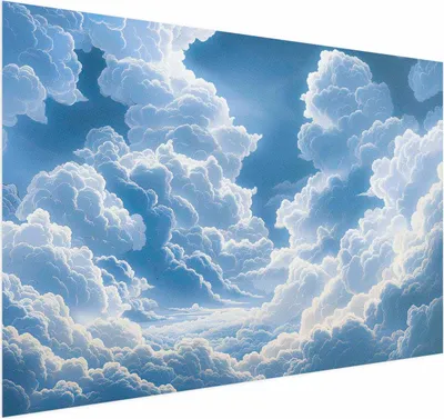 Produktbild von Posterpapier Poster - Blue Sky Breaking Through White, Fluffy Clouds 60x40 cm Muster b-H-10046-ao-a