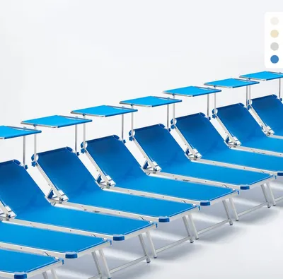 Produktbild von 20er Set Nettuno Aluminium Sonnenliegen mit verstellbarem Sonnendach - Blau