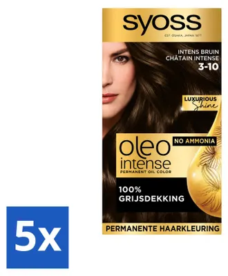 Produktbild von 5 x SYOSS Oleo Intense 3-10 Permanente Haarkleuring - Intens Bruin - Vorteilspackung - 5 Stücke
