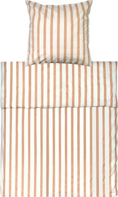 Produktbild von Bio Bettwäscheset - 135 x 200cm + 80 x 80cm. Design: breite Streifen - Farbe: Creme 100% Baumwolle. Hohe Qualität mit Reißverschluss. Bio