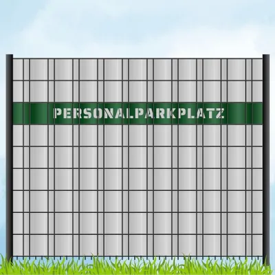 Produktbild von zaun|zu Sichtschutzstreifen mit Laser Beschriftung "PERSONALPARKPLATZ" Doppelstab Grün 2,55m