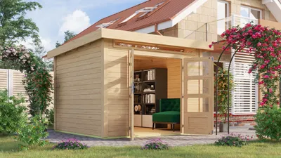 Produktbild von Karibu Gartenhaus Gerätehaus Kandern 6 naturbelassen 274x274x222 cm