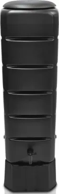 Produktbild von YourCasa Regentonne [Tower] 120L mit Standfuss, Deckel & Wasserhahn - Regenfass Frostsicher aus Kunststoff Regensammler (Grau)