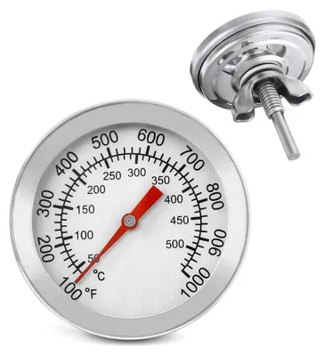 Zdjęcie produktu dla Termometr do grilla ze stali nierdzewnej, zakres temperatur 50-600°C, przeznaczony do grillów węglowych
