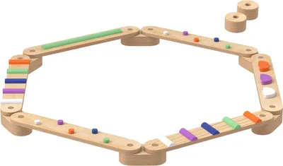Produktbild von Balancierbalken Kinder, Holz Schwebebalken mit Bunte Hindernissteine, Montessori Spielzeug für Koordination und Stabilität, für 3-8 Jahre Kinder