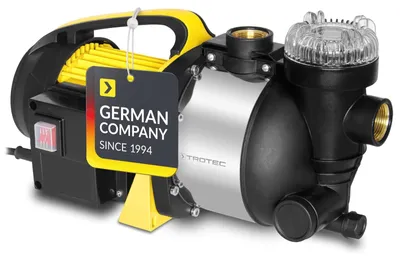 Image de Pompe de jardin, pompe à eau, pompe à eau de jardin - 3 500 litres/heure - Hauteur de refoulement de 42 mètres - 1 000 W - Avec préfiltre - Pour l'arrosage et la récupération des eaux de pluie