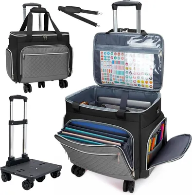 Image de Sac à roulettes pour ordinateur portable - Permet de transporter facilement les fournitures scolaires - 15 compartiments pour une meilleure organisation - Dimensions : 43 x 35 cm - Couleur : noir