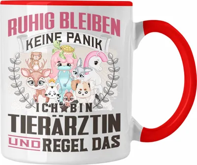 Produktbild von Trendation - Tierärztin Tasse Geschenk Lustiger Spruch Frauen Ruhig Bleiben Tierärztin Geschenkidee (Rot)