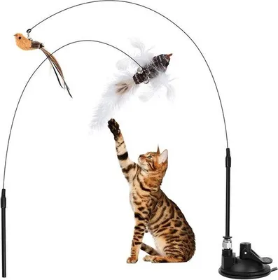Immagine prodotto di Set di giocattoli interattivi per gatti, con piuma a forma di uccello, robusto e stimolante, per ore di divertimento