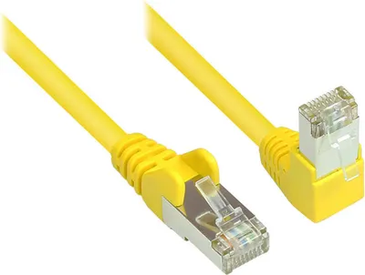 Produktbild von Patchkabel, Cat. 6, S/FTP, PiMF, 250MHz, einseitig 90° nach unten gewinkelt, gelb, 0,25m, Good Connections
