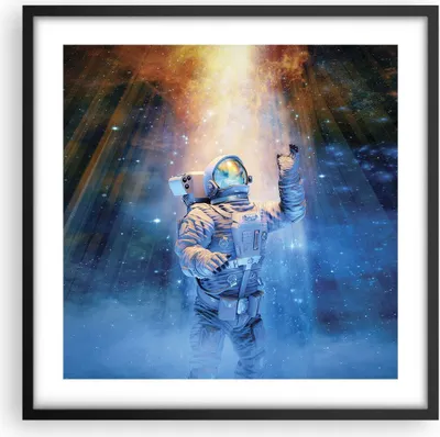 Produktbild von Gerahmtes Poster - Schwarzer Rahmen - Astronaut Licht Kosmos - 50x50 cm - Wand Bild - Wanddeko - Wandbilder - Kunstposter - Wandposter - Bilderrahmen - Bilder - Kunstdruck - P2BAC50x50-4672