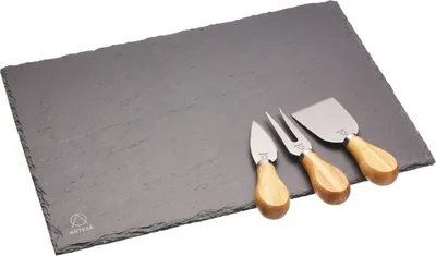 Produktbild von Käsebrett, Servierbrett mit Käsemessern, 4-teilig, Schiefer, 35 x 25,2 cm - Artesà