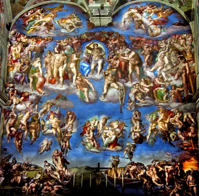 Produktbild von Legendarte - Kunstdruck auf Leinwand - Das Jüngste Gericht Michelangelo Buonarroti - Wanddeko, Canvas cm. 60x60