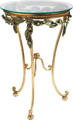 Produktbild von Casa Padrino Luxus Barock Beistelltisch Gold / Grün Ø 45 x H. 70 cm - Handgeschmiedeter Tisch mit Glasplatte - Barock Wohnzimmer Möbel