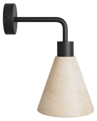 Immagine prodotto di Lampada Fermaluce con paralume conico in legno ed estensione curva