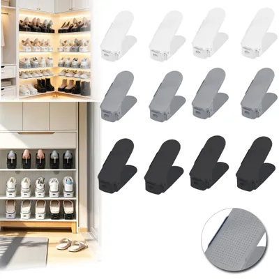 Productafbeelding van NAIZY Verstelbare schoenenhouder, zwart, 20 stuks, dubbele schoenenplank, ruimtebesparende schoenenorganizer voor schoenenkast